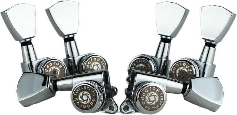 Eddaray Store Guitar Locking Tuners (3R + 3L) - 1:18 Gear Ratio Lock String Tuning Key Pegs Machine Heads with Tulip Shaped Knob Replacement Guitar Accessories (E-104SP, Chrome) - Image 1